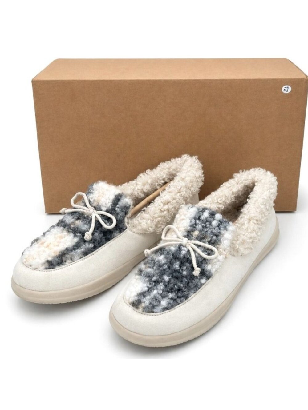 Vionic Claribel Cream Plaid Shearling Supportive Womens 7.5 Slippers Orthotic Co